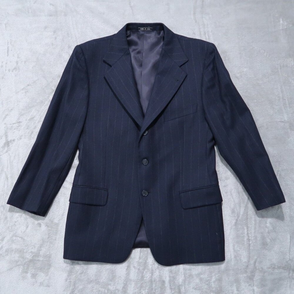 Vintage Joseph Abbound Blazer Mens 40S Blue Wool Stripes Office Business Casual